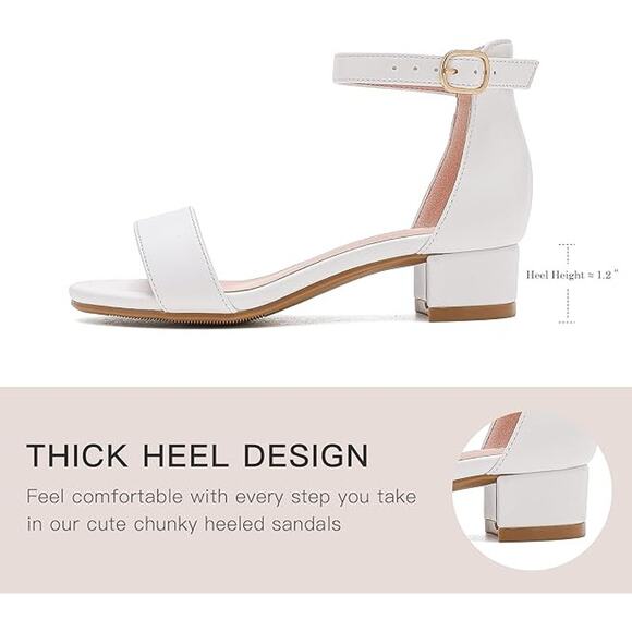 New Dufannie Girls Size 2 White Open Toe Ankle Strap Heels Sandal Wedding Shoes - Picture 4 of 6